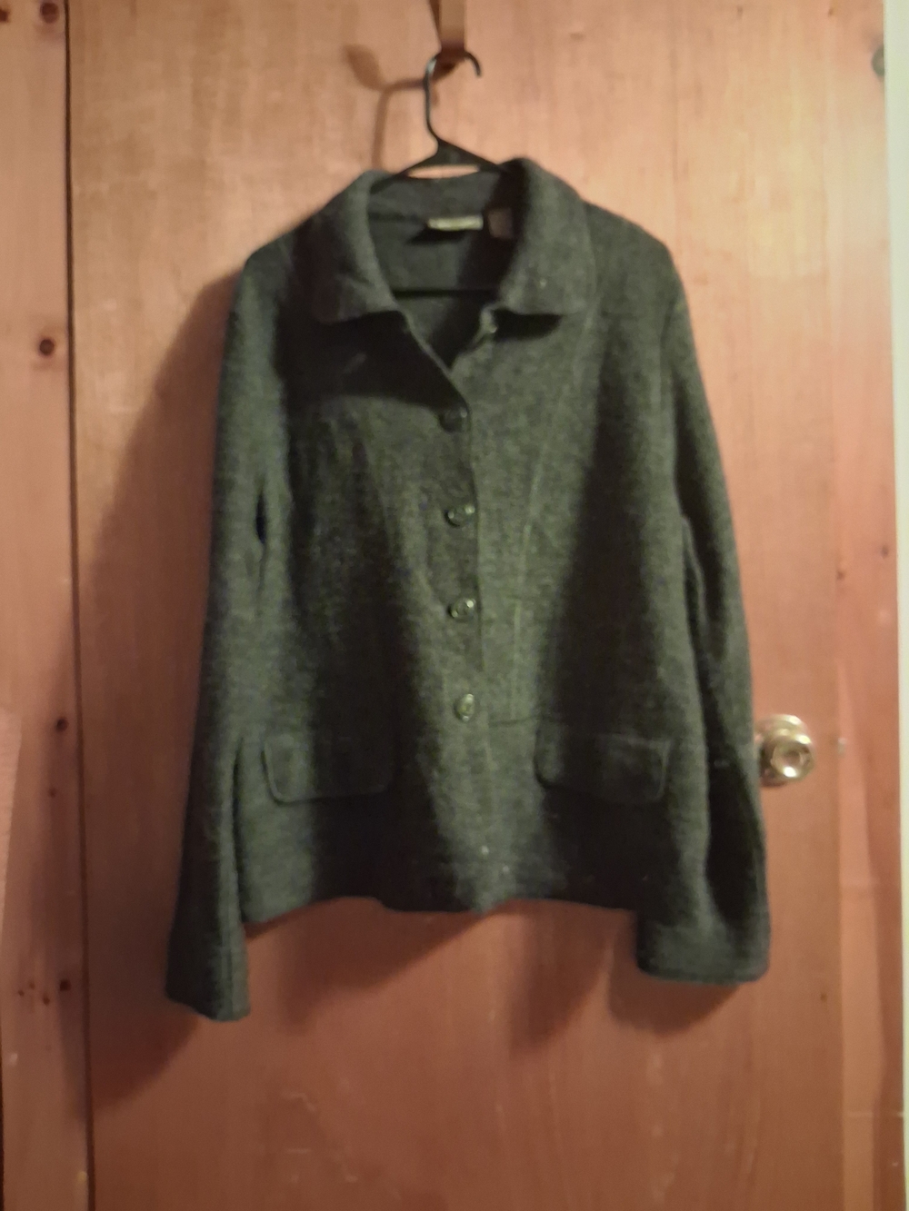Jane Ashley Dark Grey Button-Front Wool Cardigan